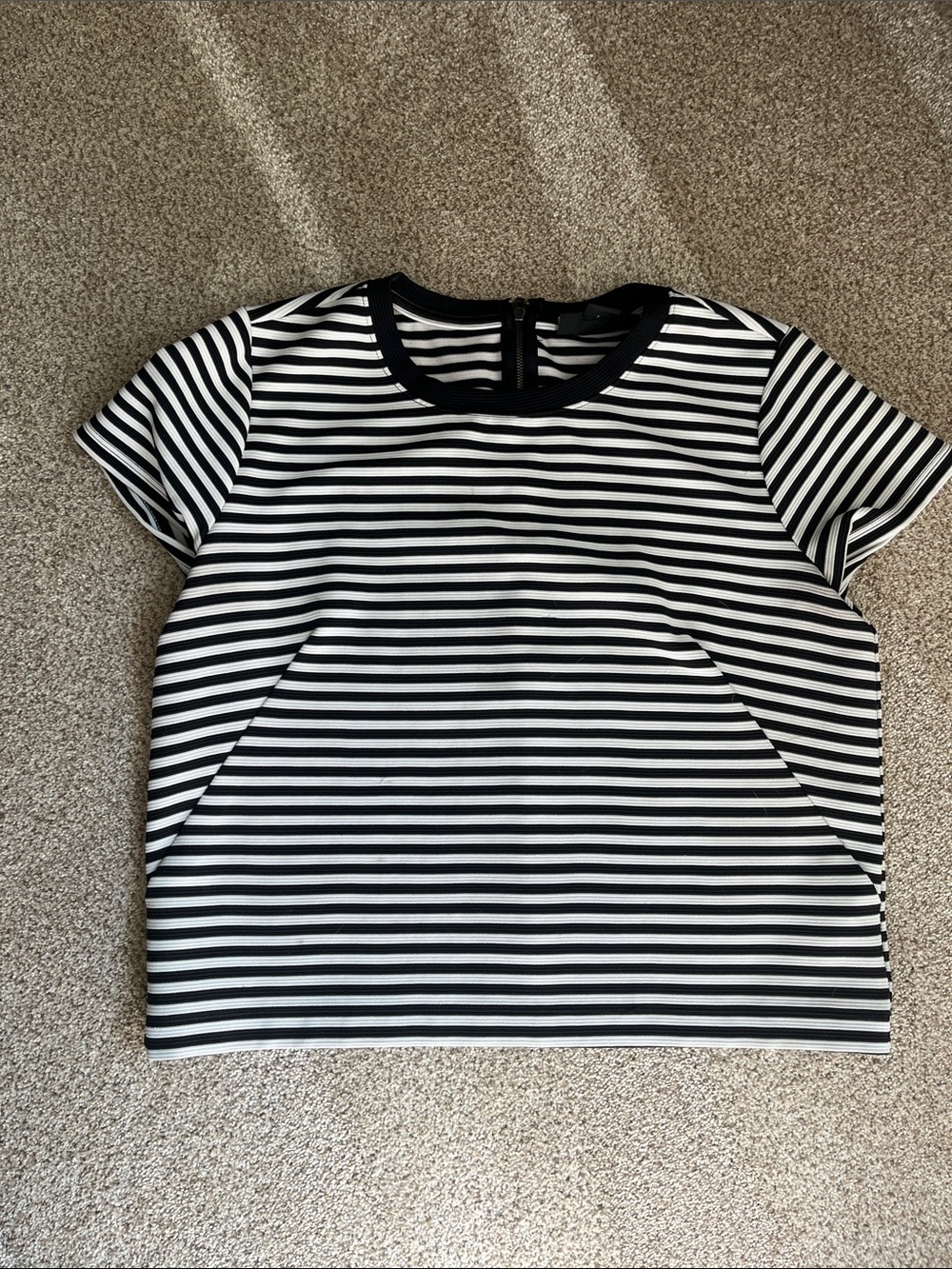 Women’s Black & White Striped Short Sleeve Top